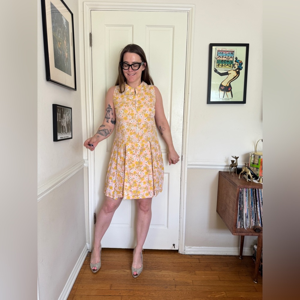 60s Vintage Carol Brent Floral Pastel Split Skirt Romper